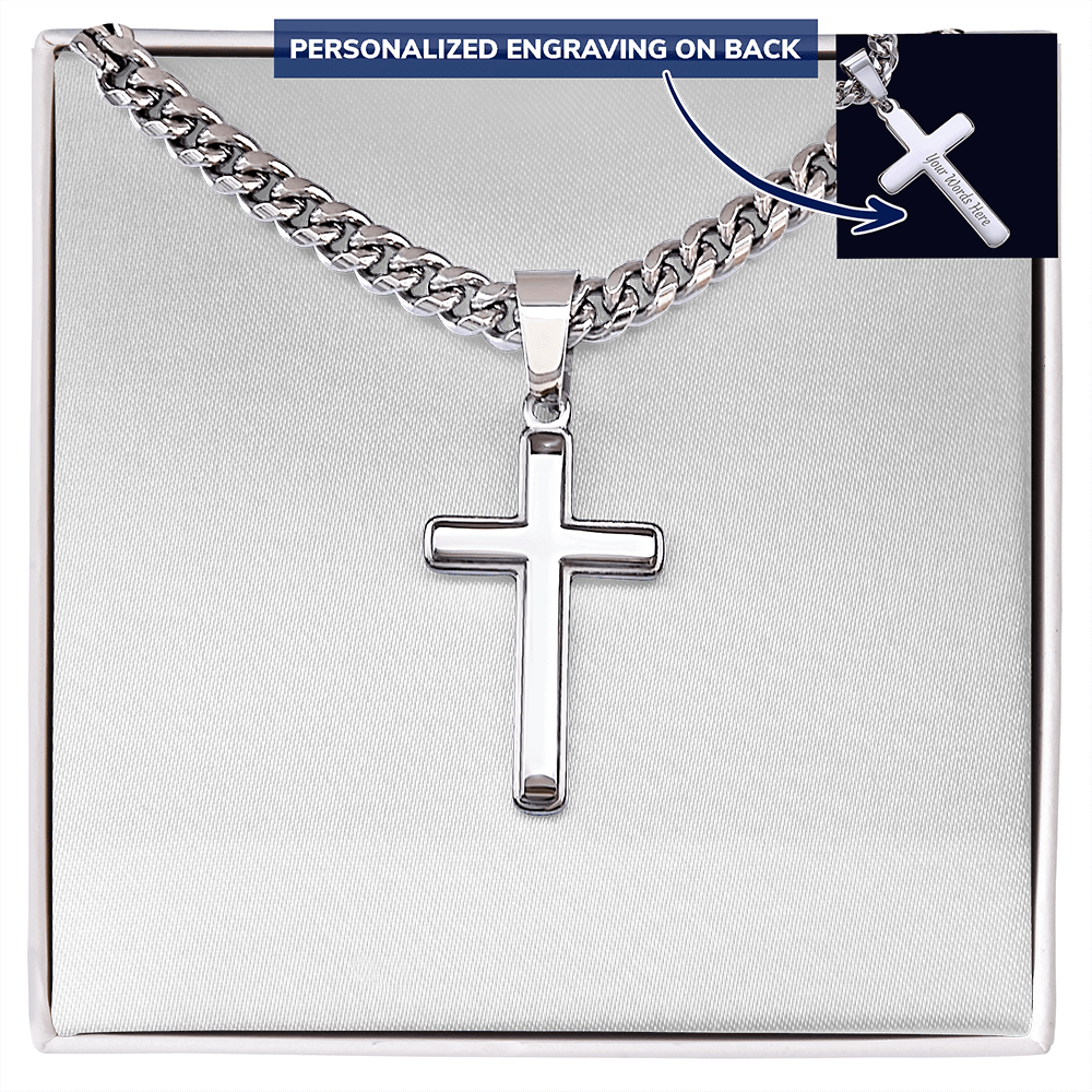 Custom Personalized Cross with Cuban Link Chain