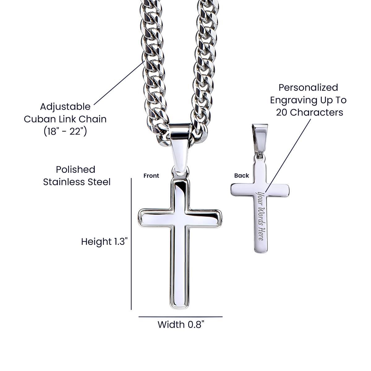 Custom Personalized Cross with Cuban Link Chain