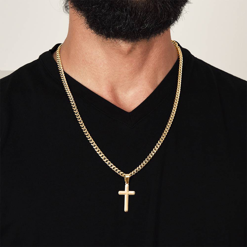 Custom Personalized Cross with Cuban Link Chain