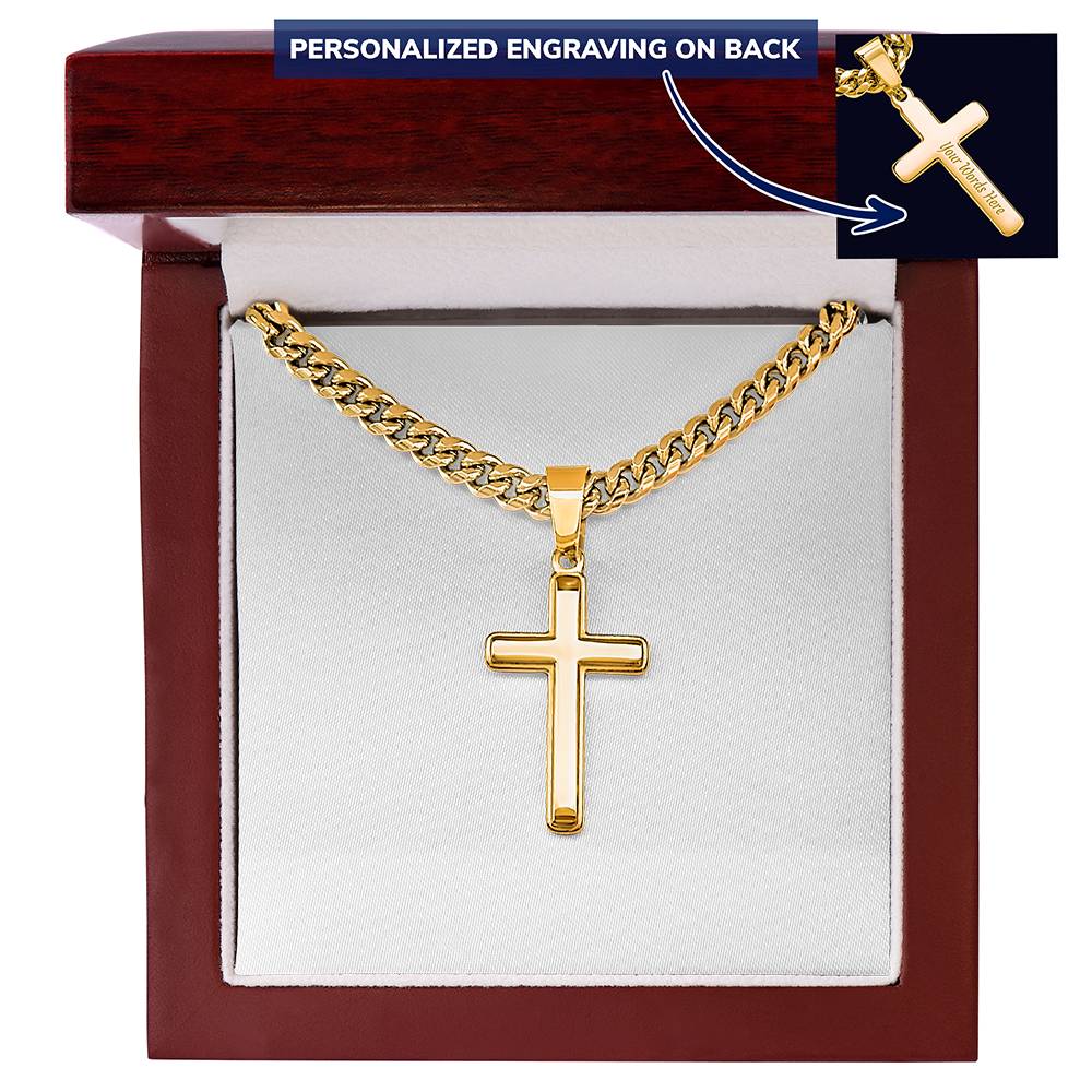 Custom Personalized Cross with Cuban Link Chain